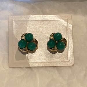 Green and Gold Clip On Earrings